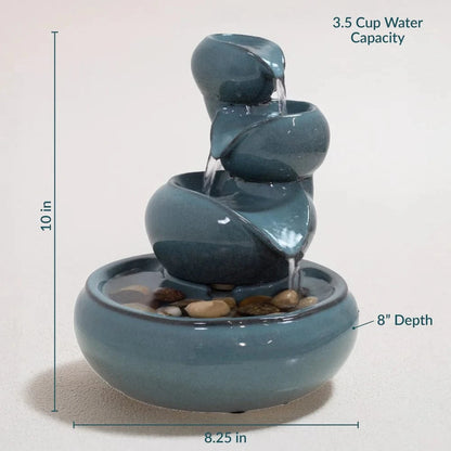 Sunnydaze 10" Tiered Vessels Ceramic Indoor Water Fountain