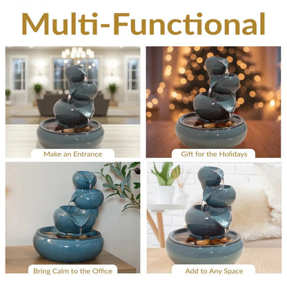 Sunnydaze 10" Tiered Vessels Ceramic Indoor Water Fountain