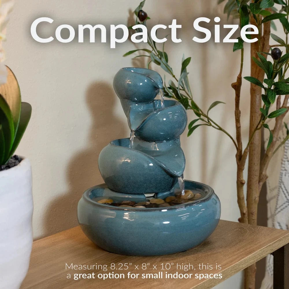 Sunnydaze 10" Tiered Vessels Ceramic Indoor Water Fountain