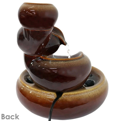Sunnydaze 10" Tiered Vessels Ceramic Indoor Water Fountain