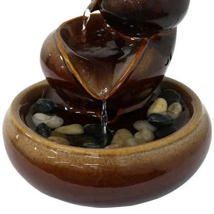 Sunnydaze 10" Tiered Vessels Ceramic Indoor Water Fountain
