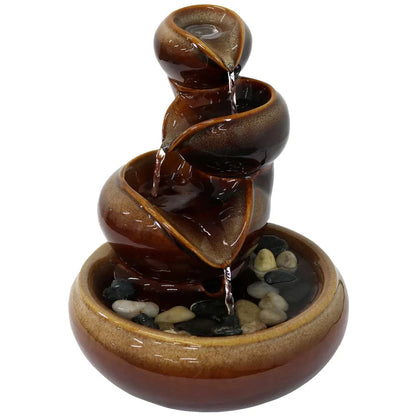 Sunnydaze 10" Tiered Vessels Ceramic Indoor Water Fountain