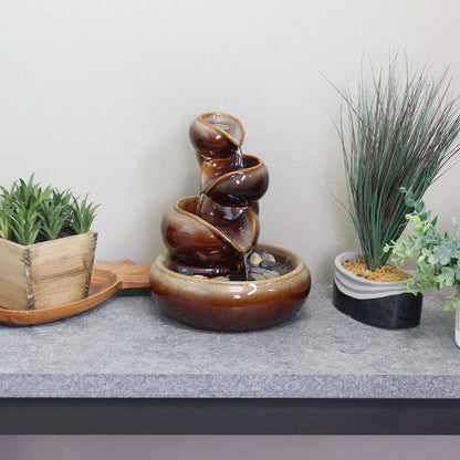 Sunnydaze 10" Tiered Vessels Ceramic Indoor Water Fountain SSS-640