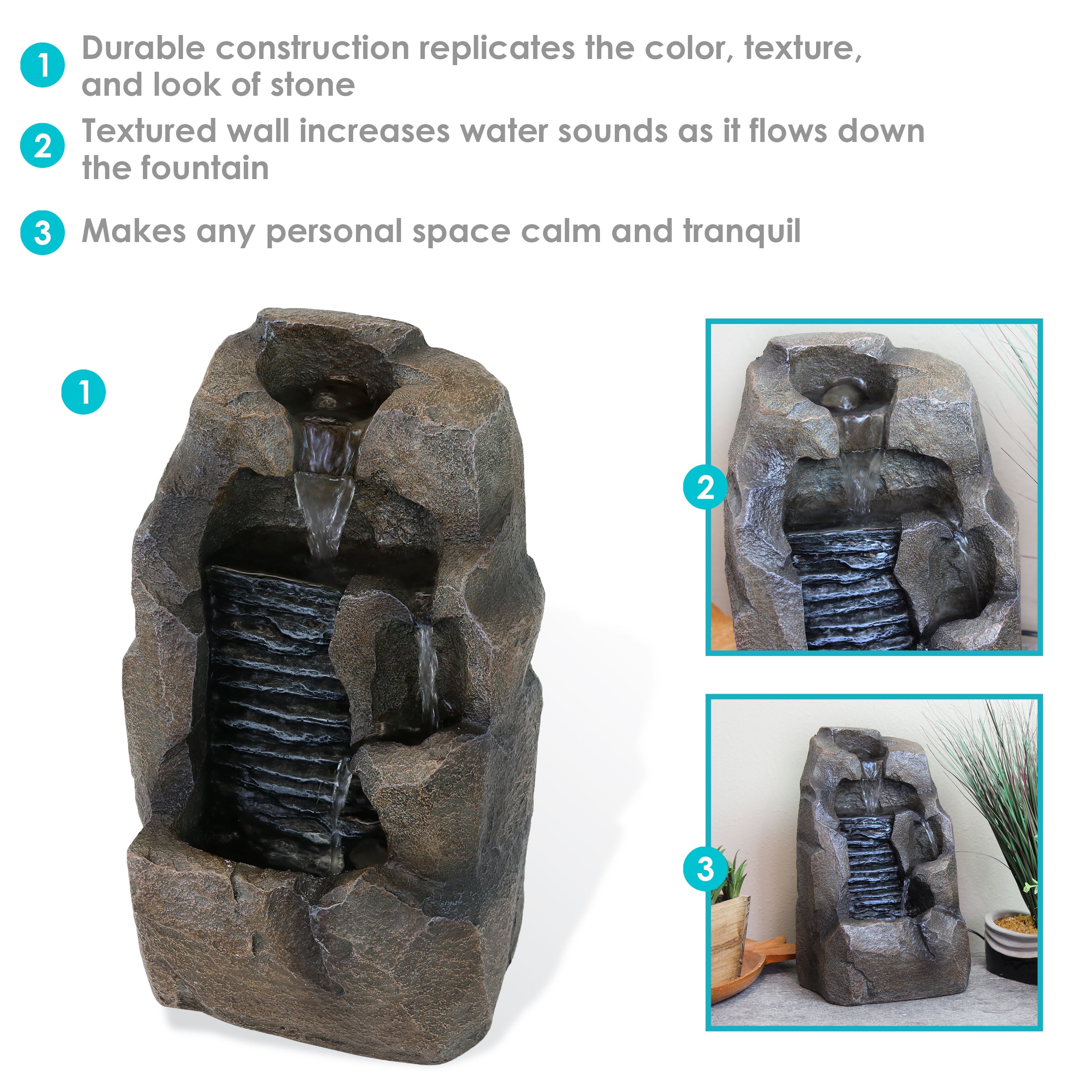 Sunnydaze 11" Stony Rock Waterfall Indoor Tabletop Fountain SSS-671