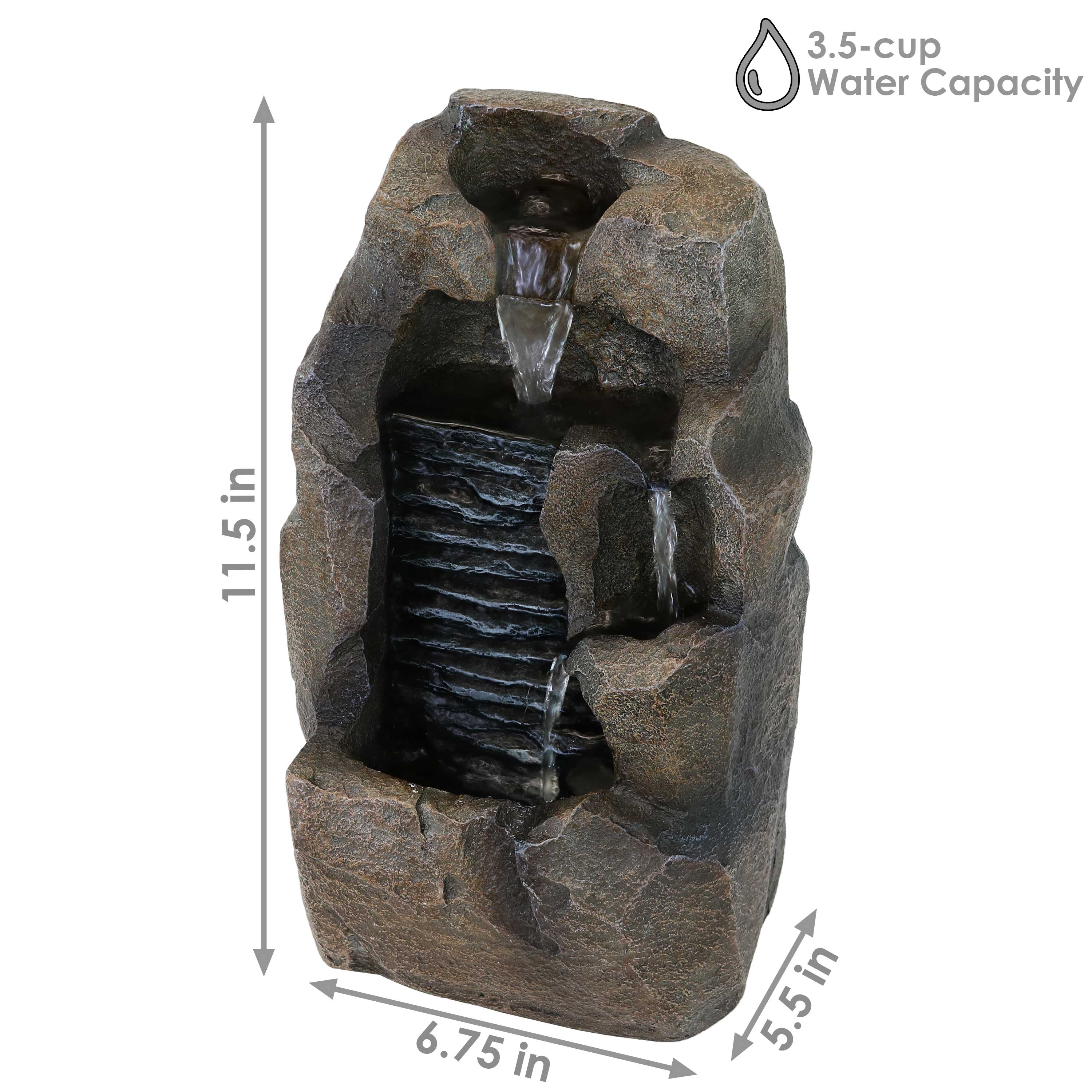 Sunnydaze 11" Stony Rock Waterfall Indoor Tabletop Fountain SSS-671