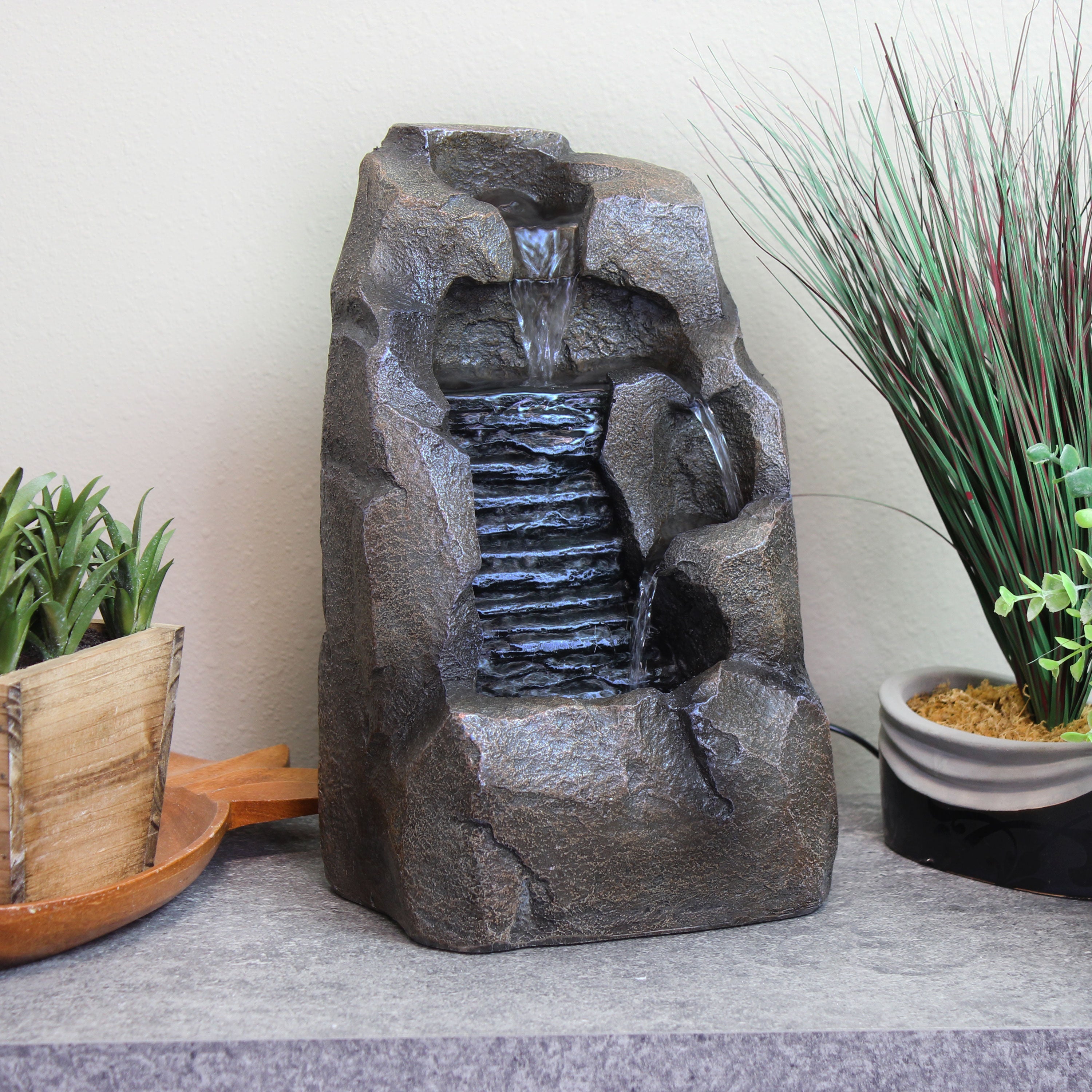 Sunnydaze 11" Stony Rock Waterfall Indoor Tabletop Fountain SSS-671
