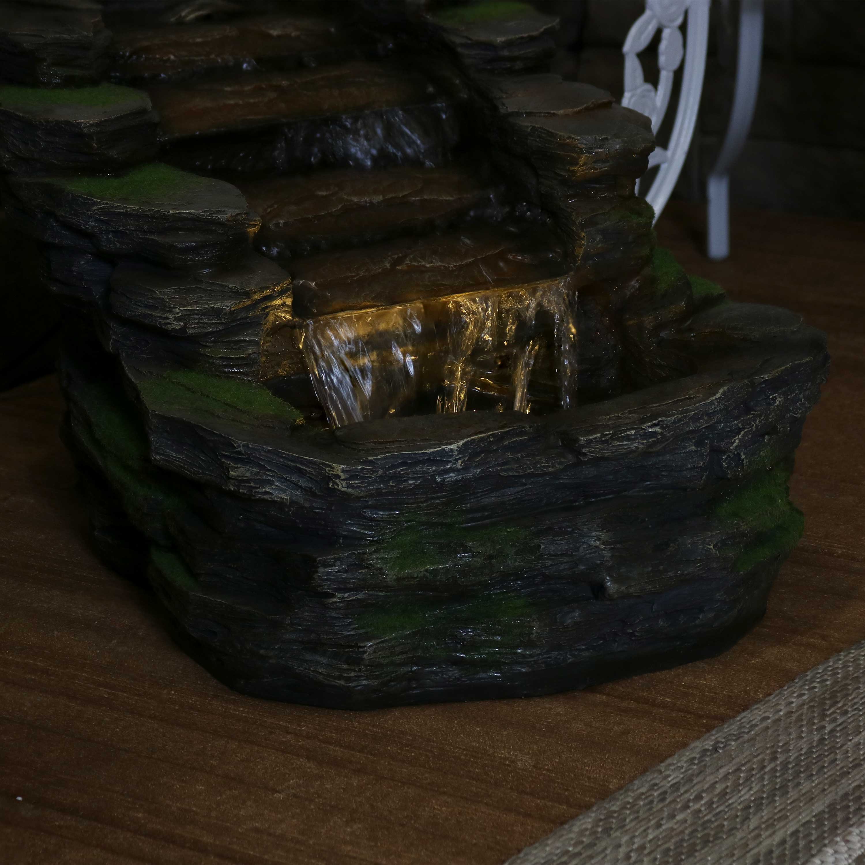 Sunnydaze 13" Shale Falls Outdoor Fountain with LED Lights XSS-455