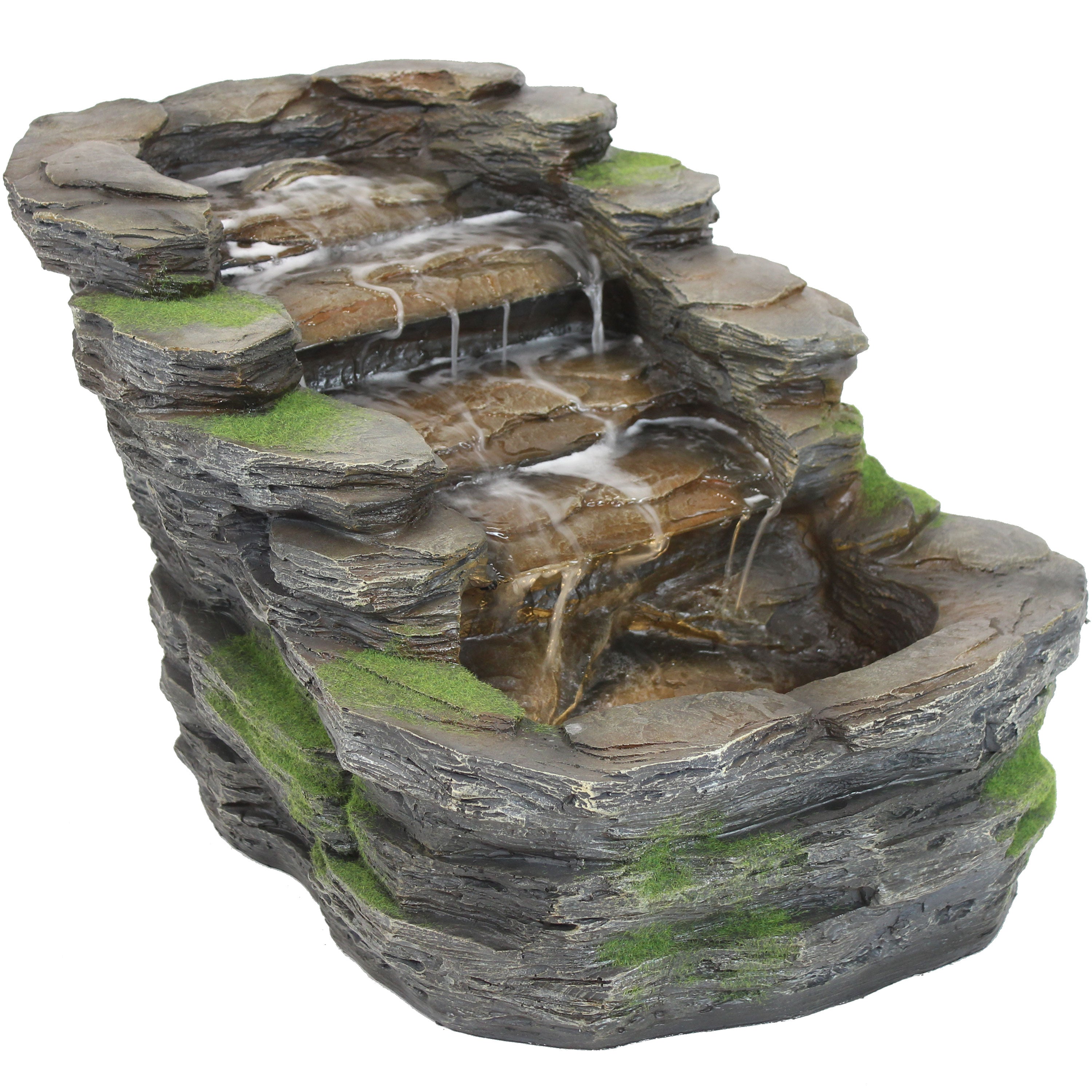 Sunnydaze 13" Shale Falls Outdoor Fountain with LED Lights XSS-455