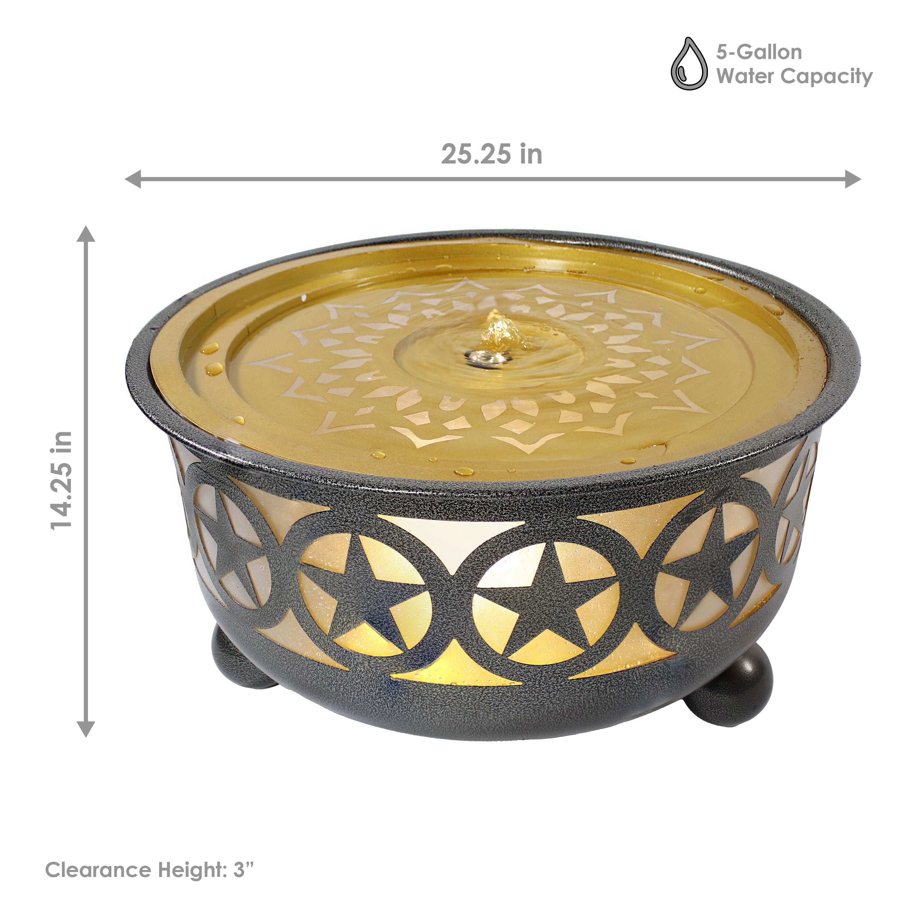 Sunnydaze 14.25" All Star Galvanized Iron Bowl Outdoor Water Fountain HDC-192