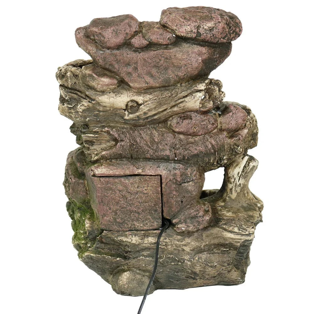 Sunnydaze 14" 5-Step Rock Falls Tabletop Water Fountain with LED Lights DW-34112