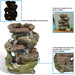 Sunnydaze 14" 5-Step Rock Falls Tabletop Water Fountain with LED Lights DW-34112