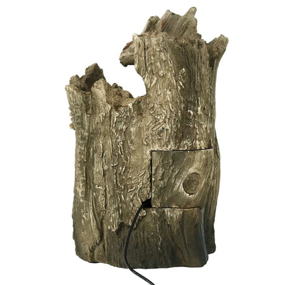 Sunnydaze 14" Cascading Caves Tree Trunk Waterfall Fountain with LED Lights DW-35114