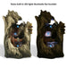 Sunnydaze 14" Cascading Caves Tree Trunk Waterfall Fountain with LED Lights DW-35114