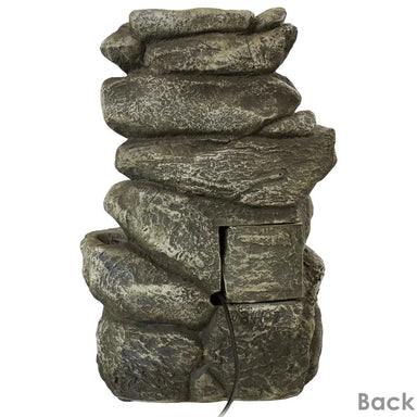 Sunnydaze 15" 6-Tier Stone Falls Indoor Tabletop Fountain with LED Light DW-34107