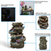 Sunnydaze 15" 6-Tier Stone Falls Indoor Tabletop Fountain with LED Light DW-34107