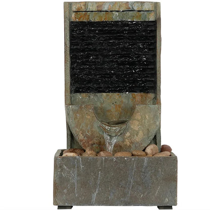 Sunnydaze 16" Half Moon Slate Indoor Water Fountain GSI-859