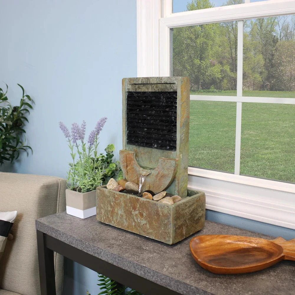 Sunnydaze 16" Half Moon Slate Indoor Water Fountain GSI-859