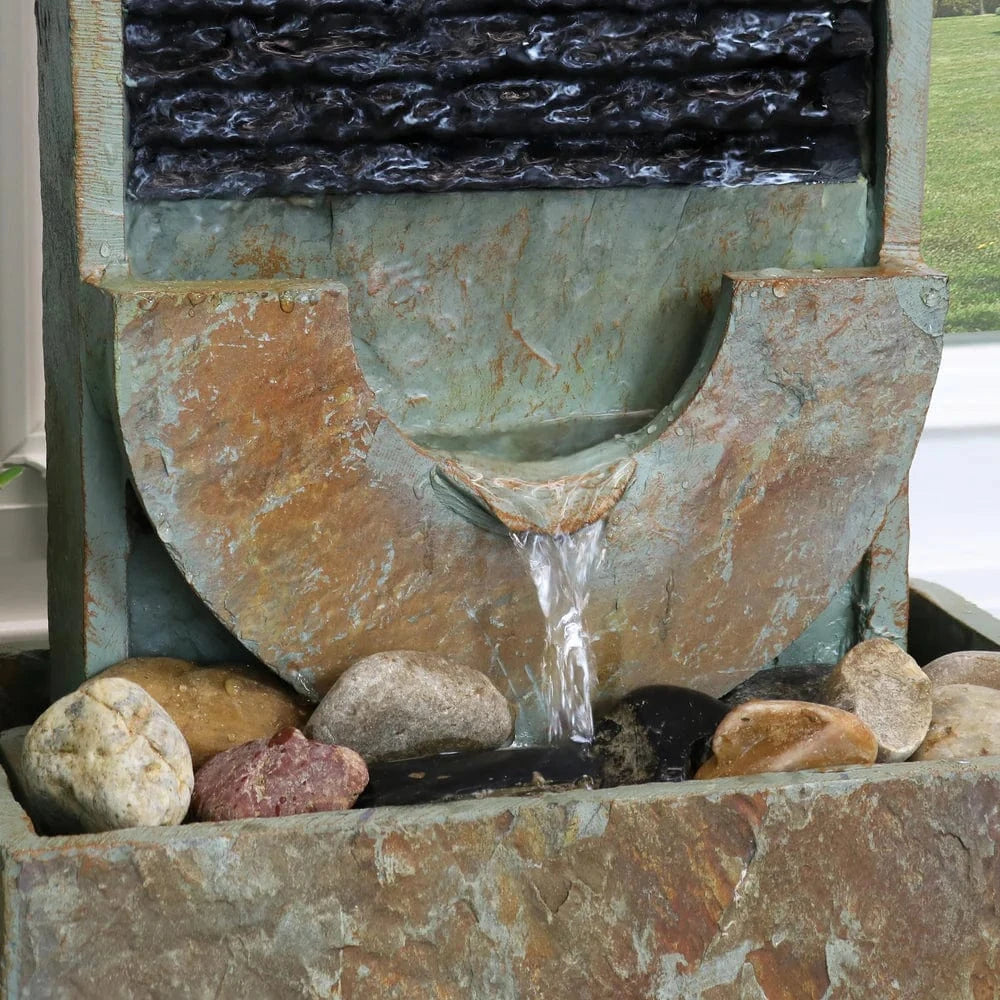 Sunnydaze 16" Half Moon Slate Indoor Water Fountain GSI-859