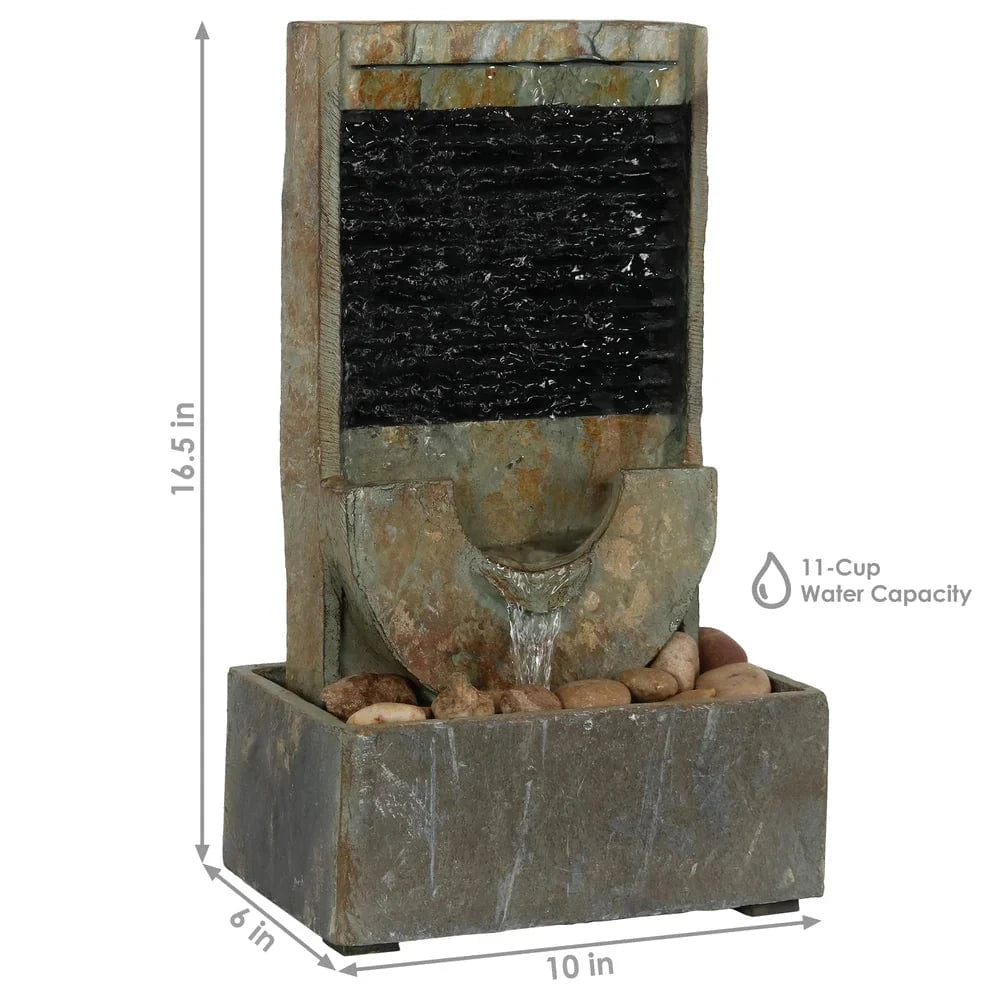 Sunnydaze 16" Half Moon Slate Indoor Water Fountain GSI-859