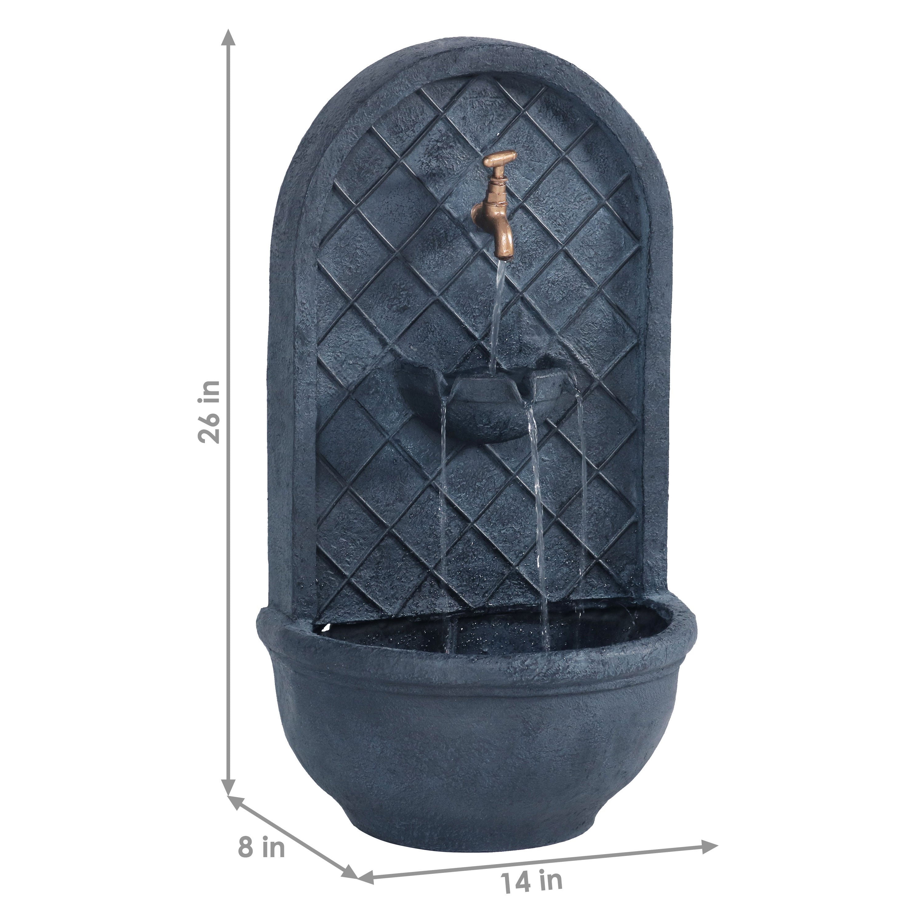 Sunnydaze 26" H Messina Solar Wall Fountain with Battery Backup