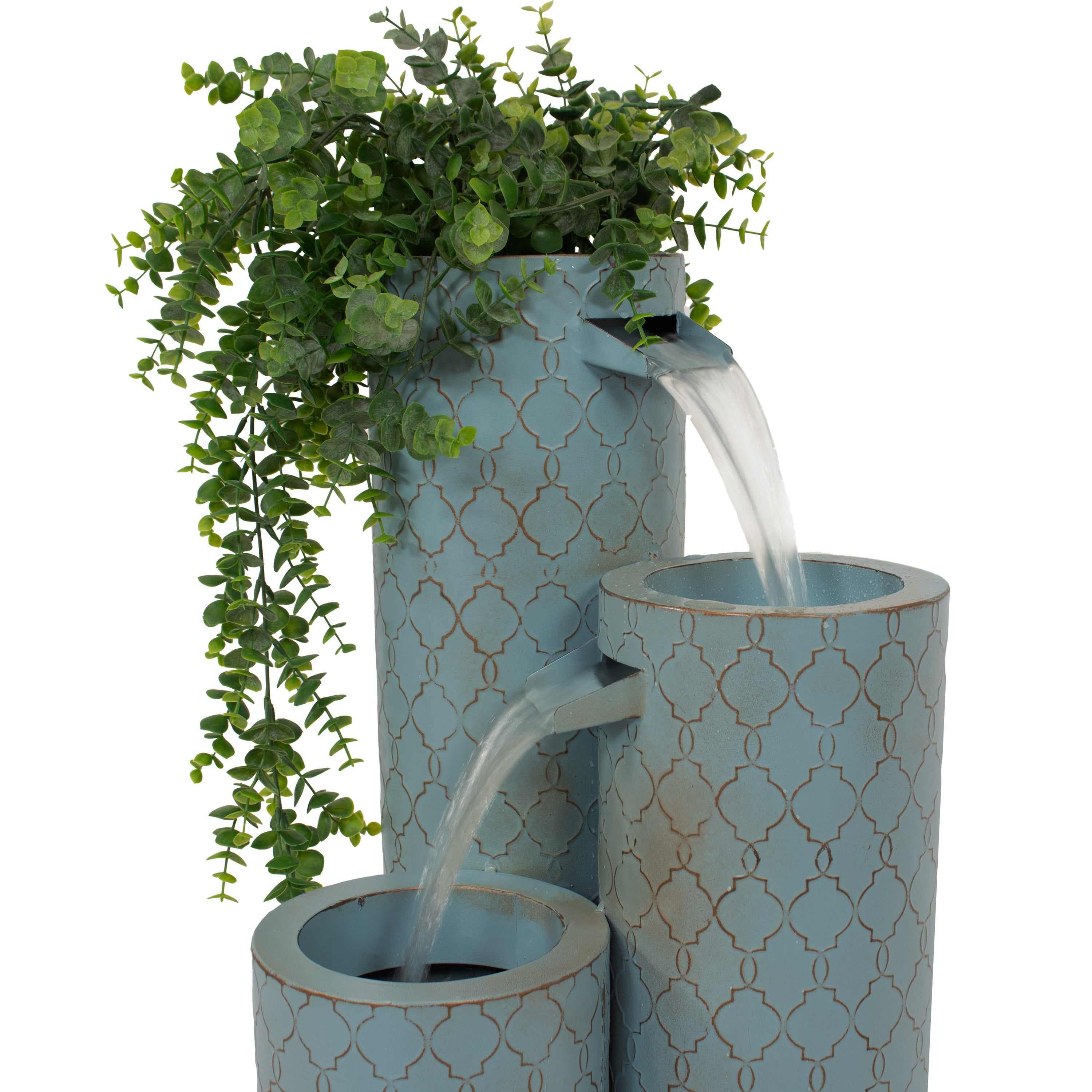 Sunnydaze 27.5" Moroccan Trellis 3-Column Modern Outdoor Water Fountain MCA-3081