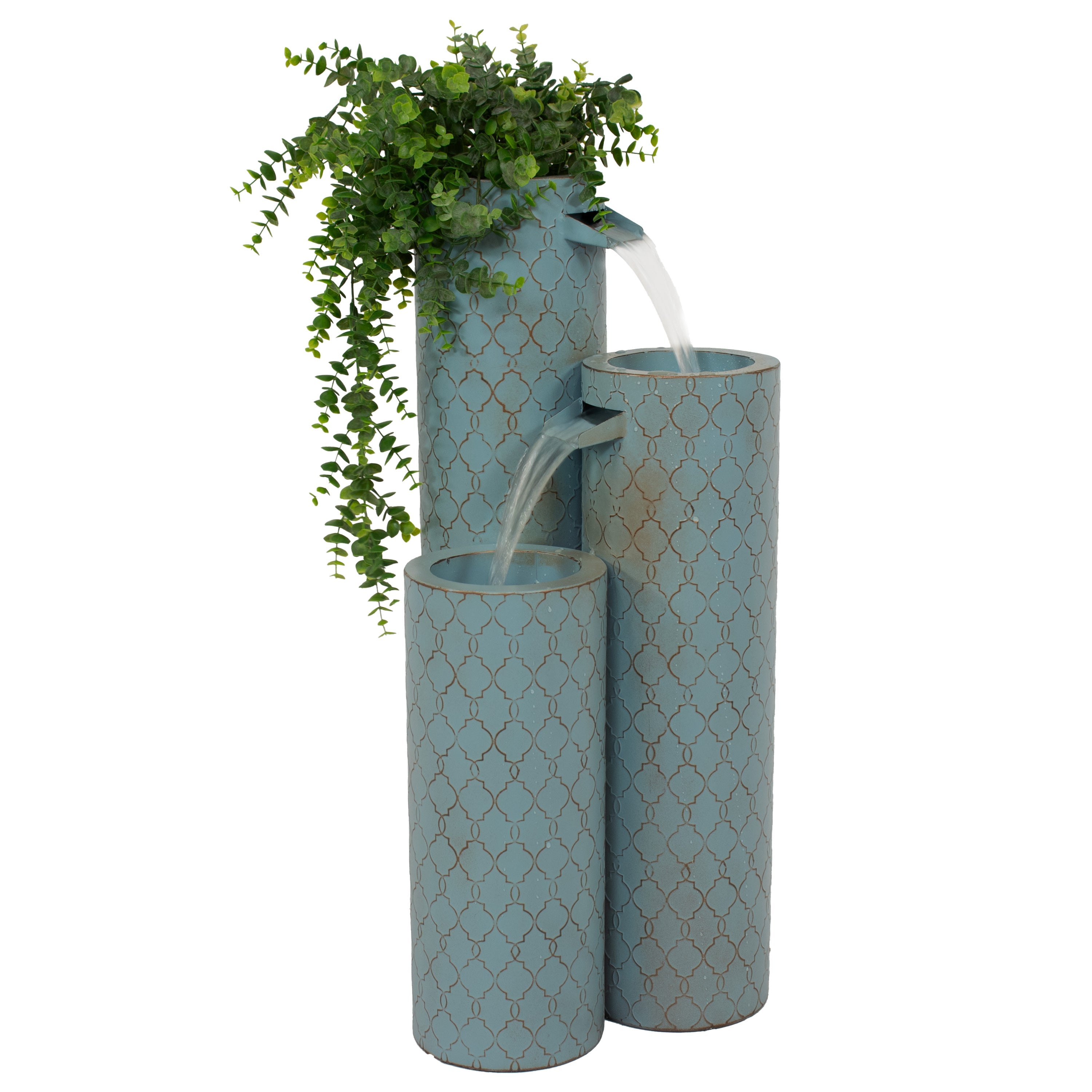 Sunnydaze 27.5" Moroccan Trellis 3-Column Modern Outdoor Water Fountain MCA-3081