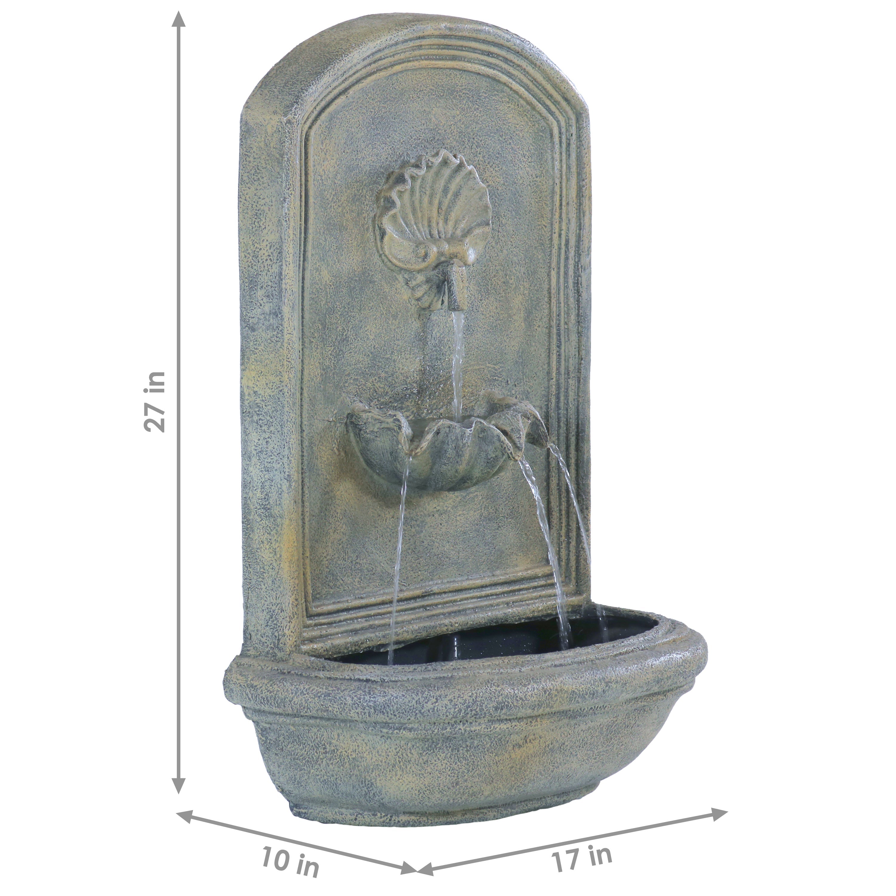 Sunnydaze 27" H Seaside Outdoor Solar Wall Fountain with Battery Backup