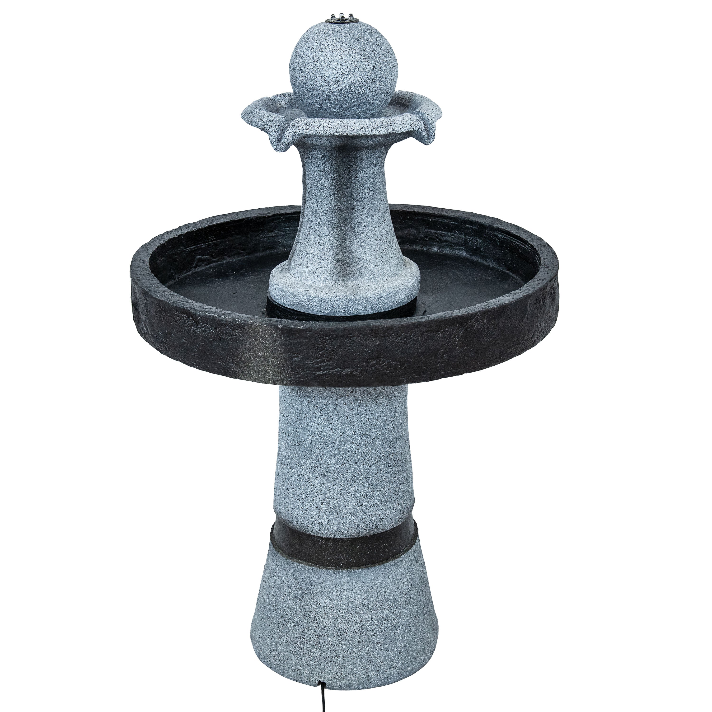 Sunnydaze 29.5" Contemporary 2-Tone Outdoor Water Fountain with Light LZH-5371