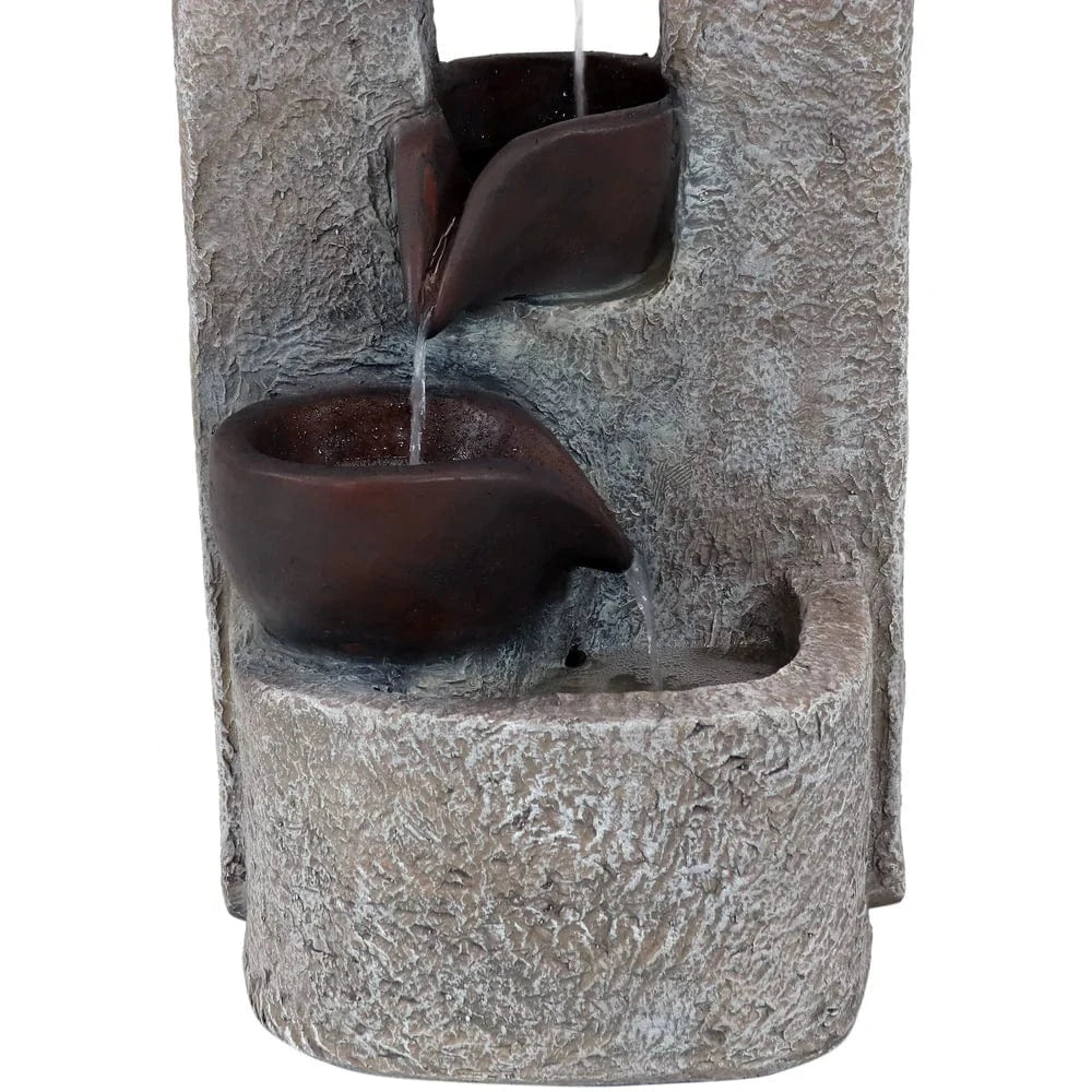 Sunnydaze 29" Aged Tiered Vessels Solar Fountain with Battery Backup SL-604