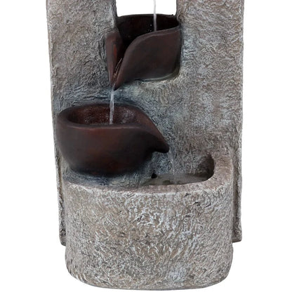 Sunnydaze 29" Aged Tiered Vessels Solar Fountain with Battery Backup SL-604