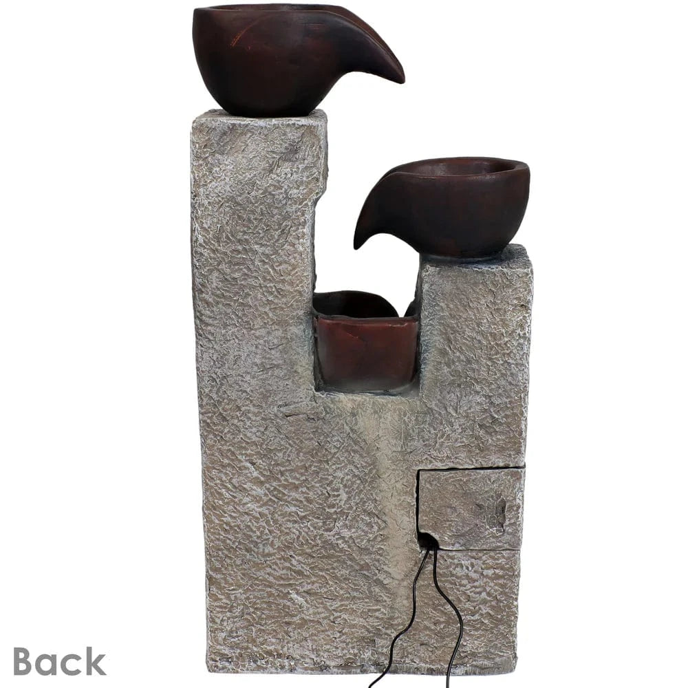 Sunnydaze 29" Aged Tiered Vessels Solar Fountain with Battery Backup SL-604