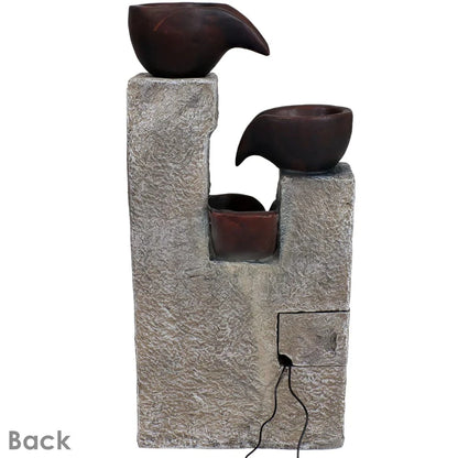 Sunnydaze 29" Aged Tiered Vessels Solar Fountain with Battery Backup SL-604