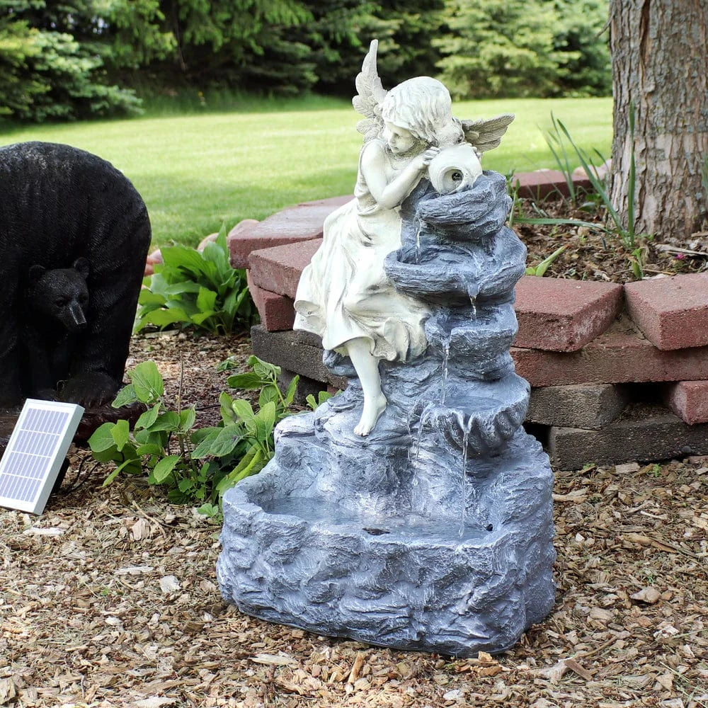Sunnydaze 29" Angel Falls Solar Fountain with Battery Backup SL-443