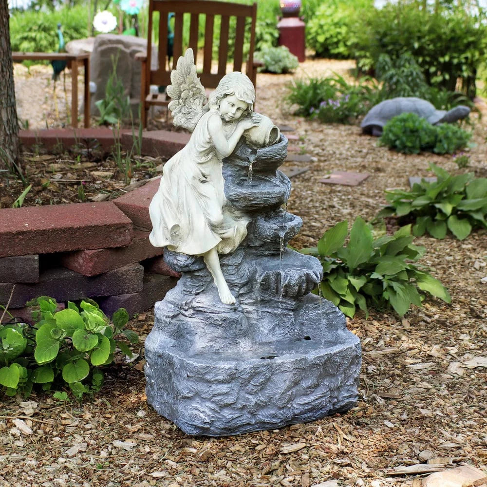 Sunnydaze 29" Angel Falls Solar Fountain with Battery Backup SL-443