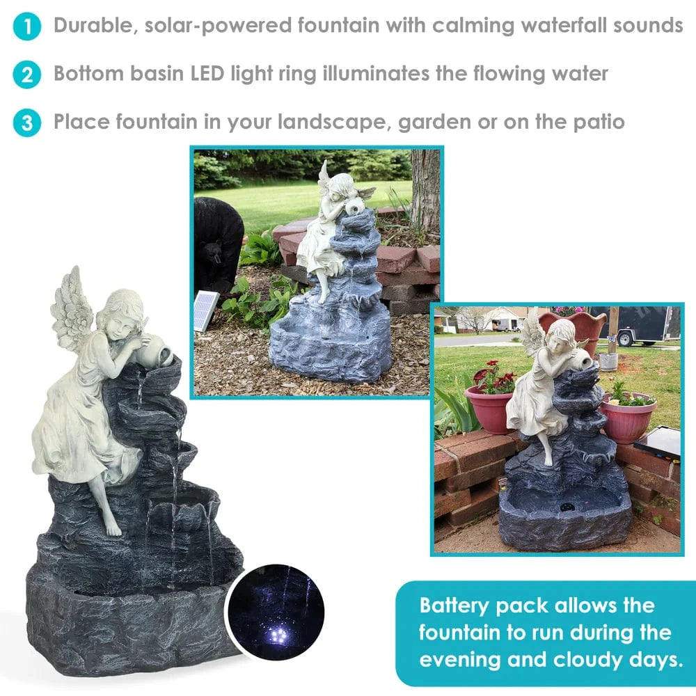 Sunnydaze 29" Angel Falls Solar Fountain with Battery Backup SL-443