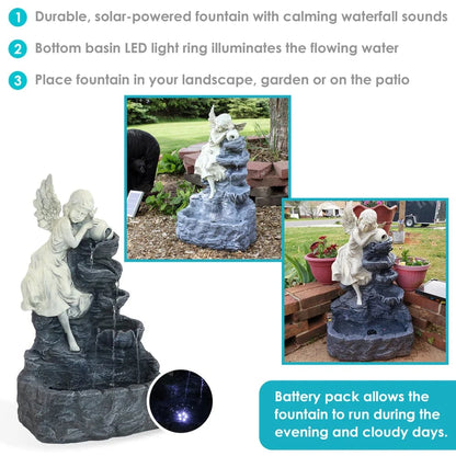Sunnydaze 29" Angel Falls Solar Fountain with Battery Backup SL-443