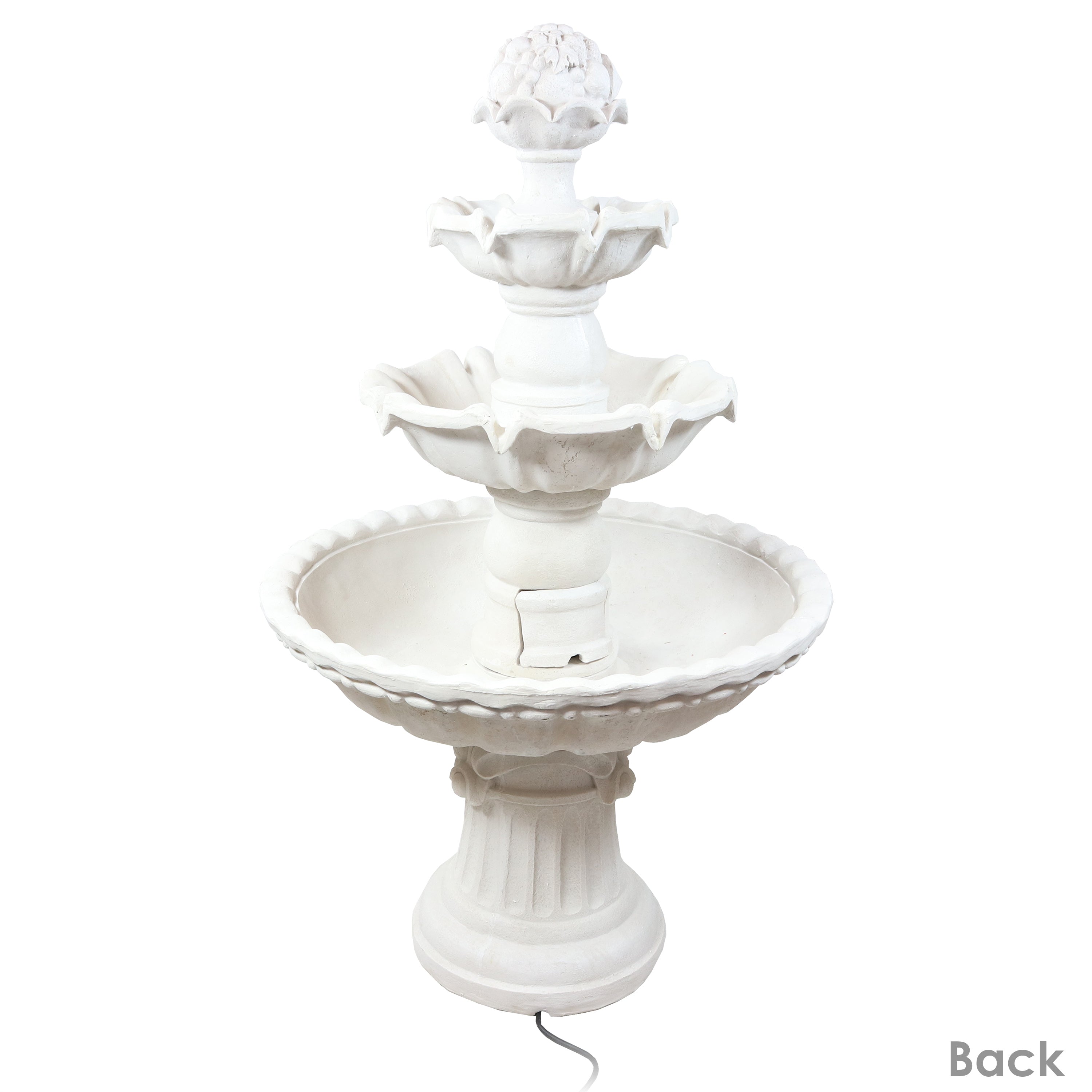 Sunnydaze 3-Tier Outdoor Water Fountain with Fruit Top - White - 52" H FC-73918