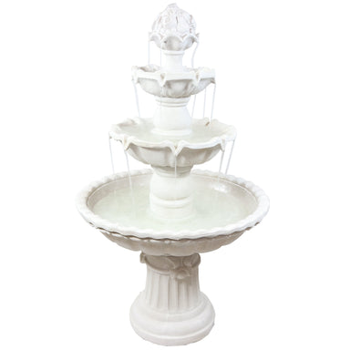 Sunnydaze 3-Tier Outdoor Water Fountain with Fruit Top - White - 52" H FC-73918