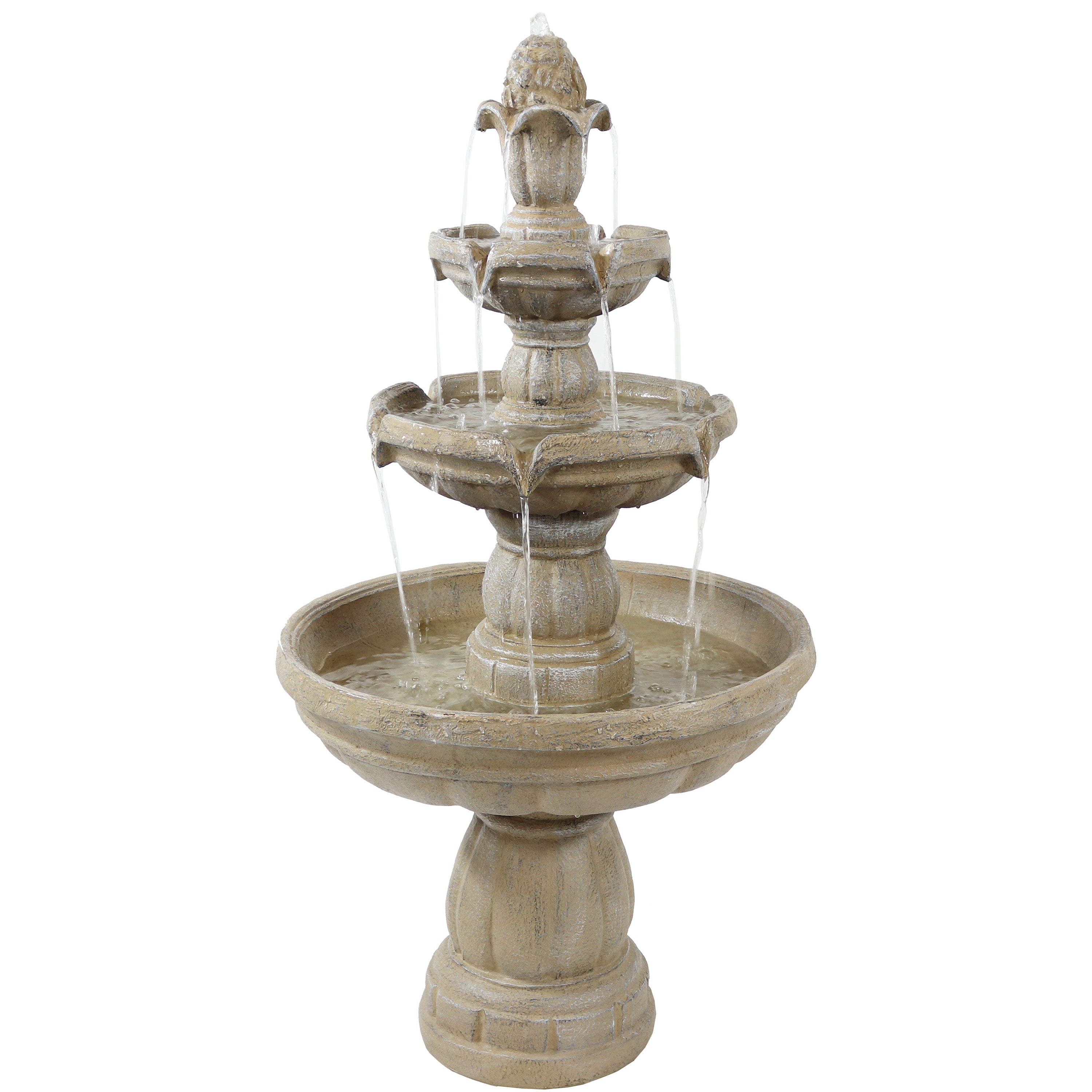 Sunnydaze 3-Tier Outdoor Water Fountain with Pump - 48" H FC-73688