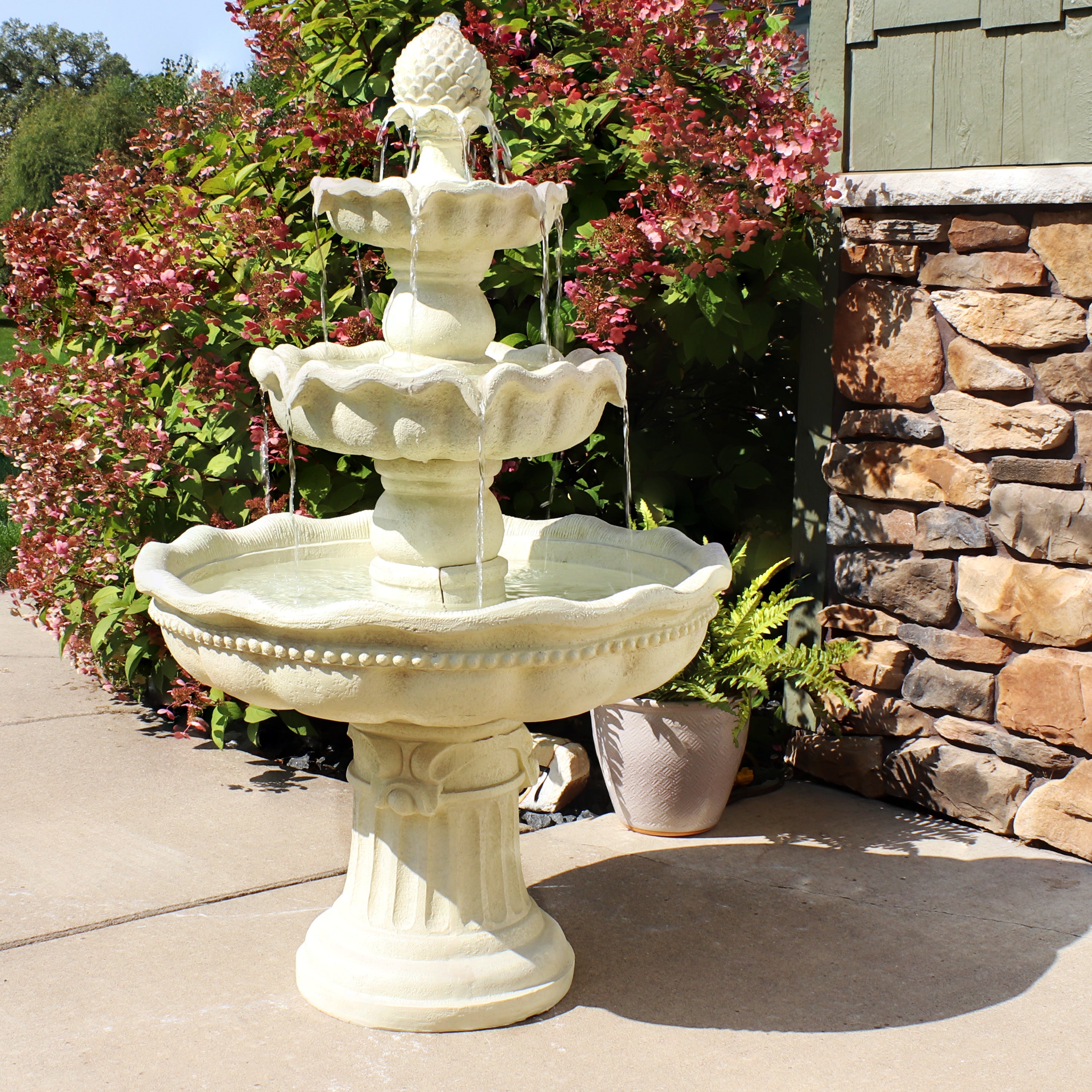 Sunnydaze 3-Tier Pineapple Garden Fountain - White - 51" H FC-73903