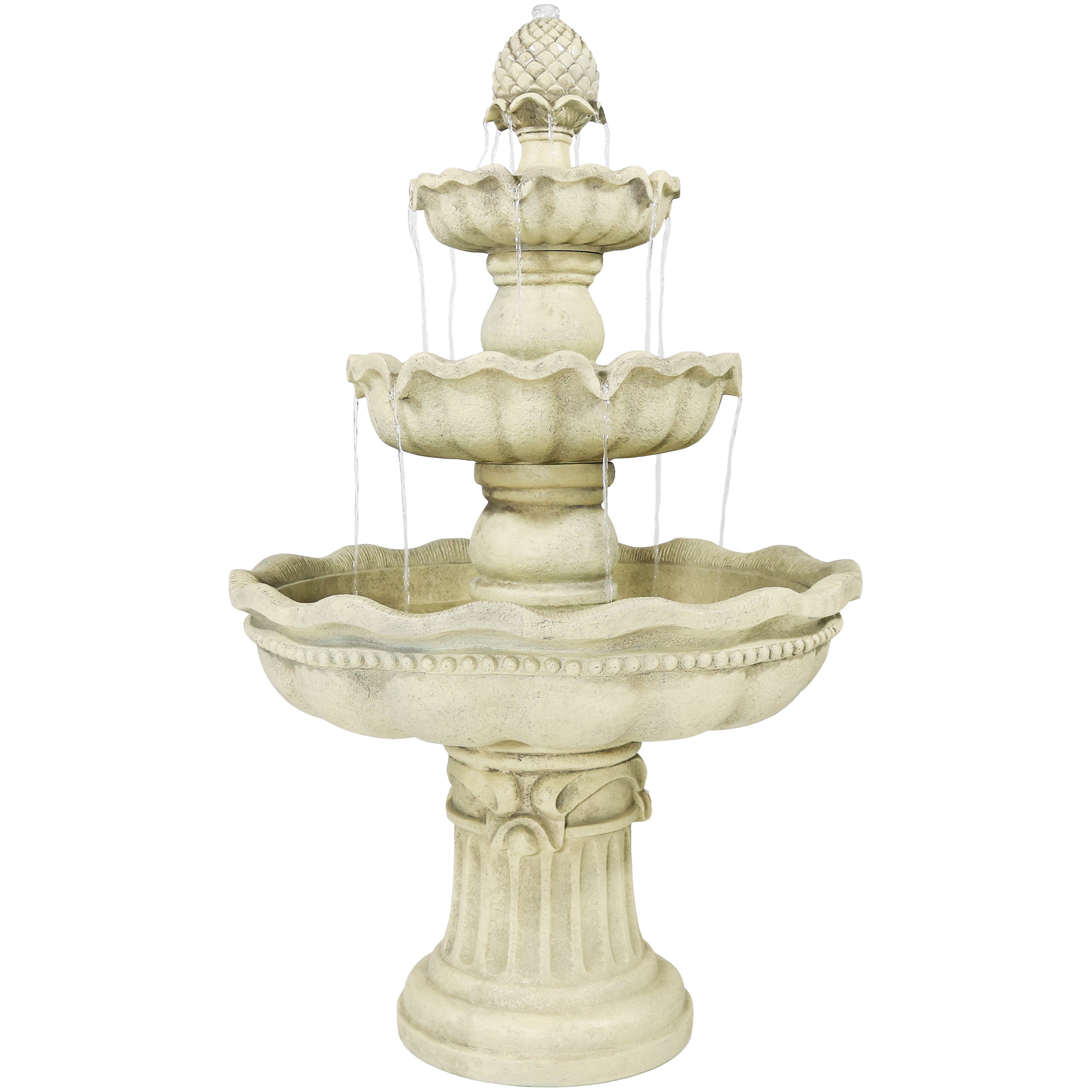 Sunnydaze 3-Tier Pineapple Garden Fountain - White - 51" H FC-73903