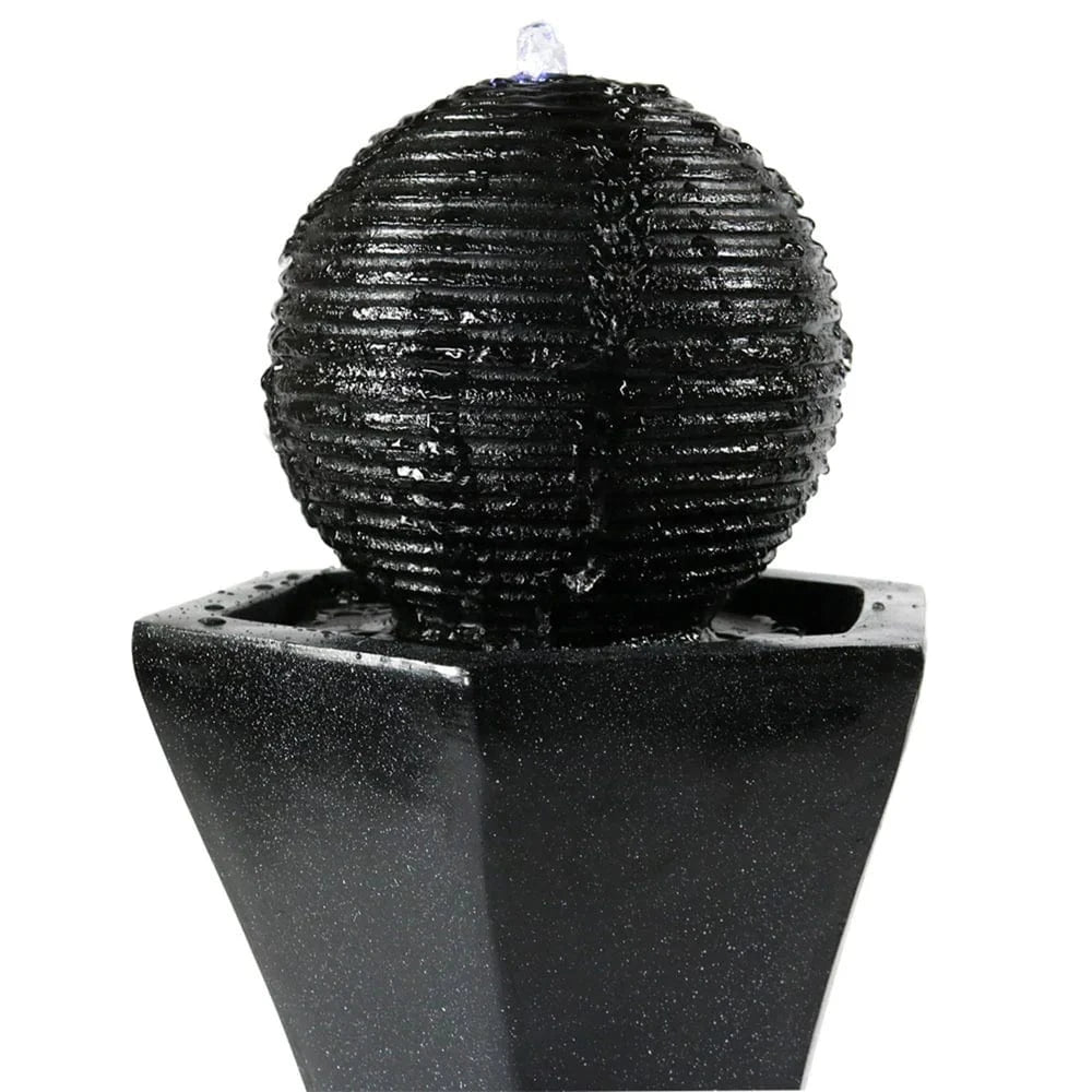 Sunnydaze 31" Black Pedestal and Ball Solar with Battery Backup Fountain SL-0407B