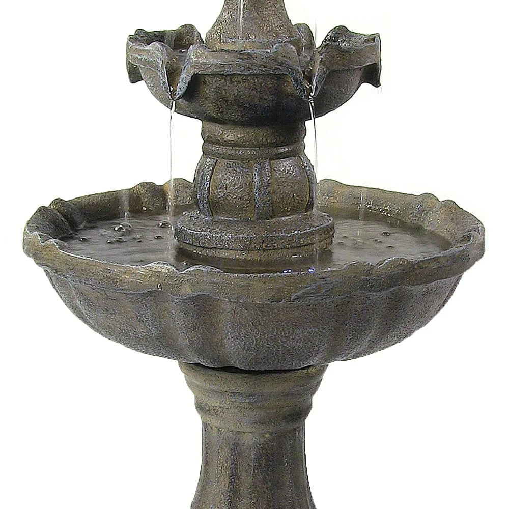 Sunnydaze 33" 2-Tier Pineapple Water Fountain Solar with Battery Backup Fountain SL-73082