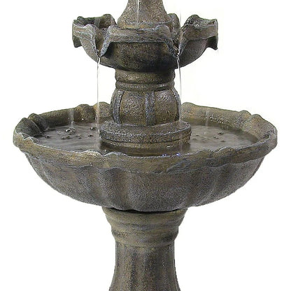 Sunnydaze 33" 2-Tier Pineapple Water Fountain Solar with Battery Backup Fountain SL-73082