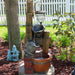 Sunnydaze 34" Rustic Pouring Buckets Outdoor Fountain with Solar Lantern WNC-382