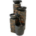 Sunnydaze 34" Staggered Pottery Bowls Tiered Outdoor Fountain with Lights SSS-244