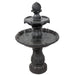 Sunnydaze 35" H 2-Tier Solar Outdoor Water Fountain with Battery Backup AMP-F802 BLK