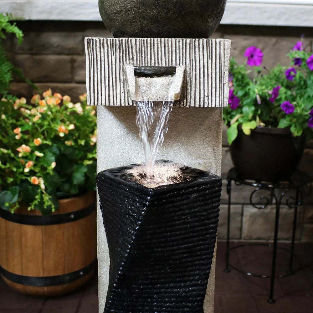 Sunnydaze 35" Modern Artistry Outdoor Water Fountain with LED Lights SSS-176