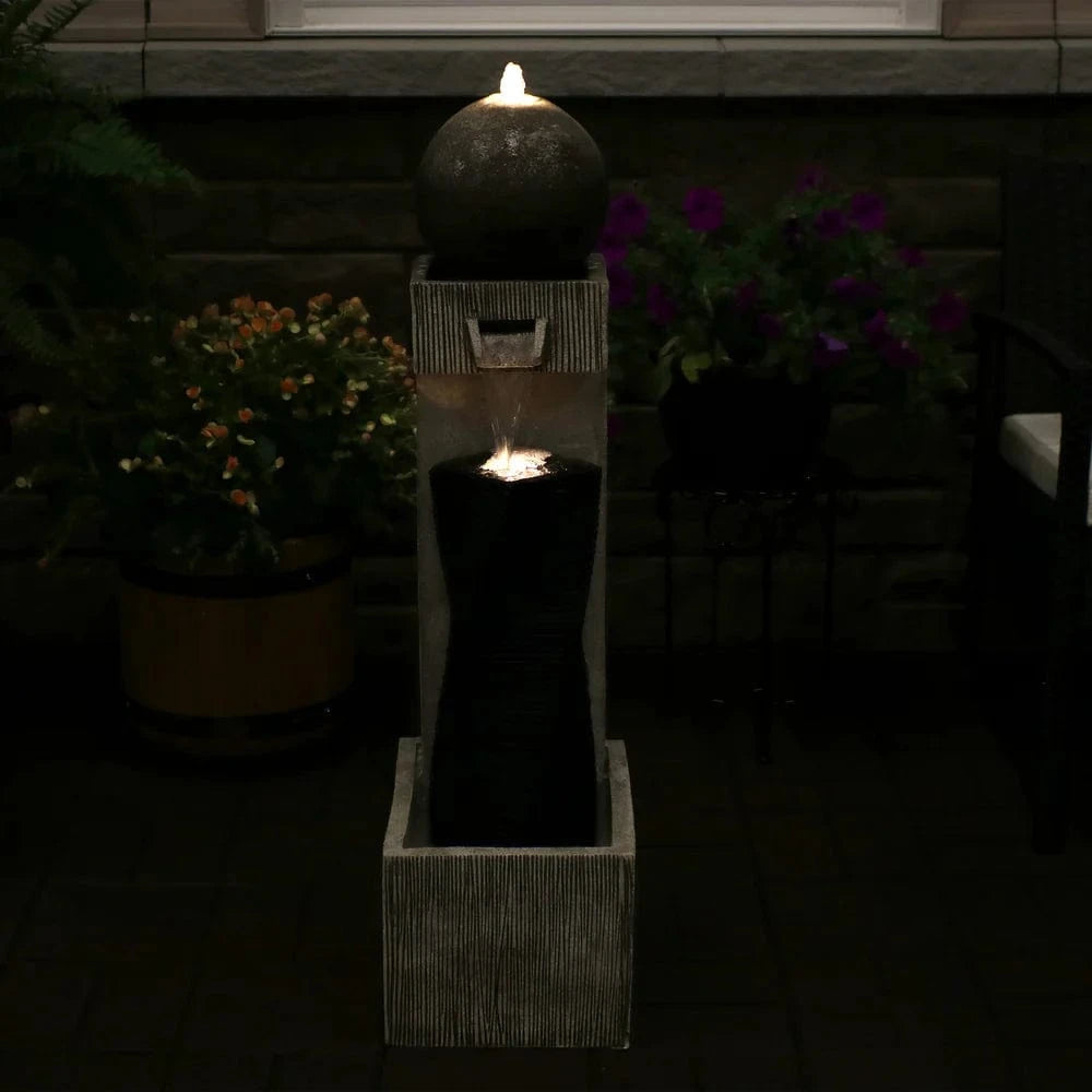 Sunnydaze 35" Modern Artistry Outdoor Water Fountain with LED Lights SSS-176