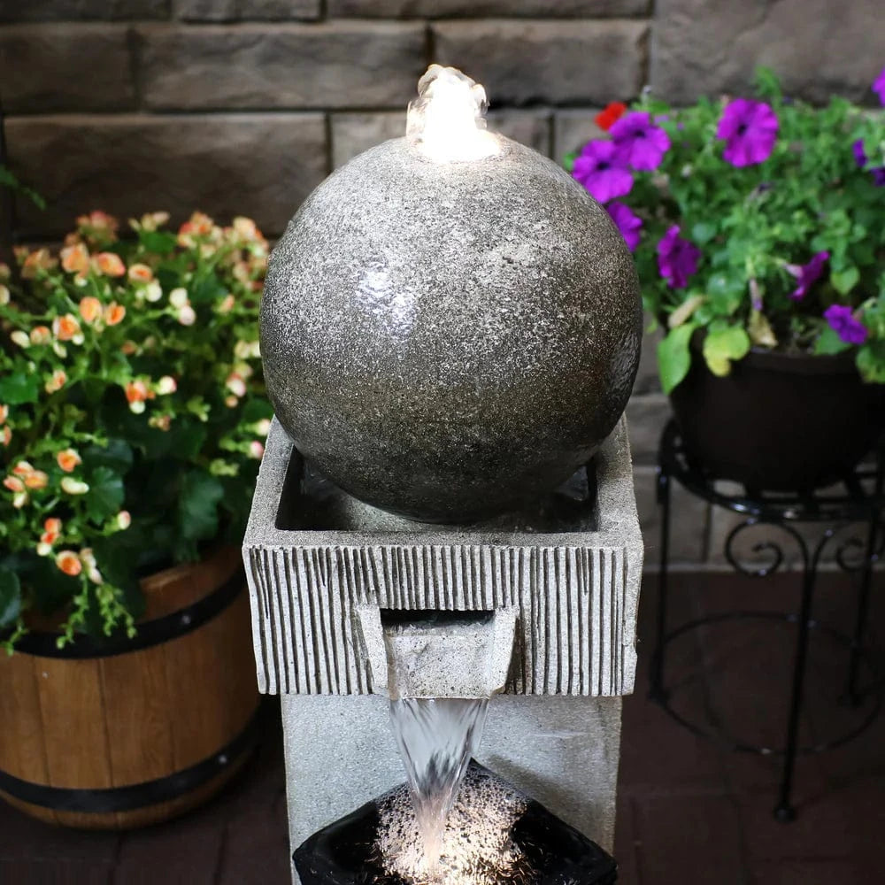 Sunnydaze 35" Modern Artistry Outdoor Water Fountain with LED Lights SSS-176